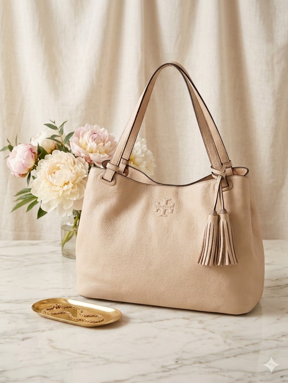 Tory Burch Thea Center Zip Tote – Sweet Melon – EUC